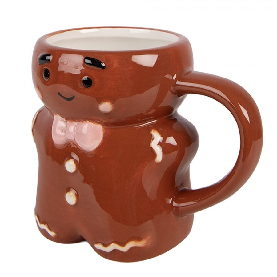 Weihnachtsbecher Keramik Pfefferkuchenmann Braun 12x8x10 cm 250 ml von Clayre & Eef (6CEMU0241)