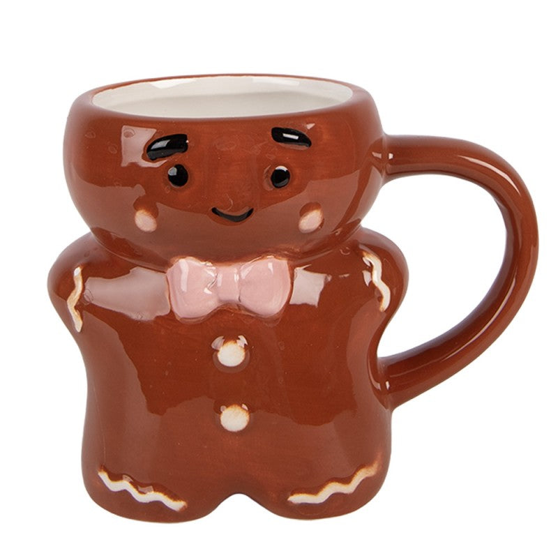 Weihnachtsbecher Keramik Pfefferkuchenmann Braun 12x8x10 cm 250 ml von Clayre & Eef (6CEMU0241)