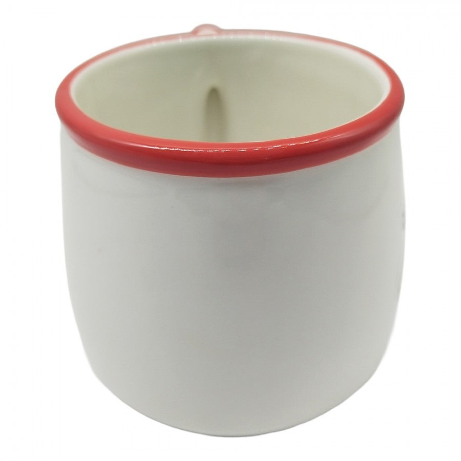 Weihnachtsbecher Keramik Merry Christmas mit Zuckerstange Weiß-Rot 13x10x8 cm 300 ml von Clayre & Eef (6CEMU0243)