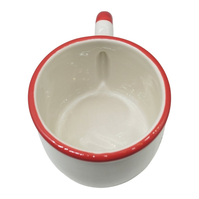 Weihnachtsbecher Keramik Merry Christmas mit Zuckerstange Weiß-Rot 13x10x8 cm 300 ml von Clayre & Eef (6CEMU0243)