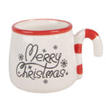 Weihnachtsbecher Keramik Merry Christmas mit Zuckerstange Weiß-Rot 13x10x8 cm 300 ml von Clayre & Eef (6CEMU0243)