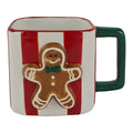 Weihnachtsbecher Keramik Gestreift Grüner Henkel Rot-Weiß-Grün 13x9x9 cm 300 ml von Clayre & Eef (6CEMU0249)