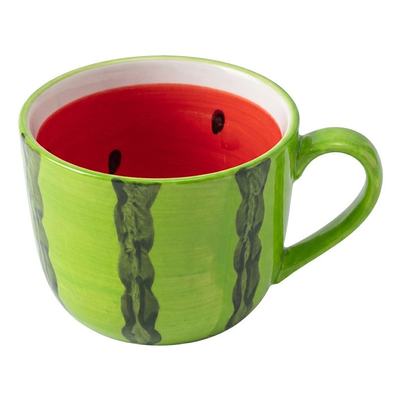 Keramikbecher Keramik Melone Wassermelone Grün-Rot 11x8x8 cm 250 ml von Clayre & Eef (6CEMU0258)