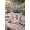 Clayre & Eef Blumentopf „Winter-Tannen“ aus Keramik in Beige-Grün, Ø 17 cm (6CENPT0001L)