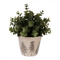 Clayre & Eef Blumentopf „Winter-Tannen“ aus Keramik in Beige-Grün, Ø 12 cm (6CENPT0001S)
