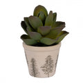 Clayre & Eef Blumentopf „Winter-Tannen“ aus Keramik in Beige-Grün, Ø 8 cm (6CENPT0001XS)