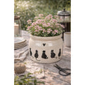 Clayre & Eef Blumentopf „Paws & Whiskers“ Katzen aus Keramik in Beige, Ø 16 cm (6CEPWS0001M)