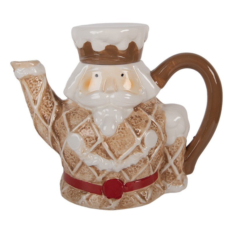 Teekanne Nussknacker Lebkuchenmann 900 ml Keramik Braun 22x12x18 cm von Clayre & Eef (6CETE0185)