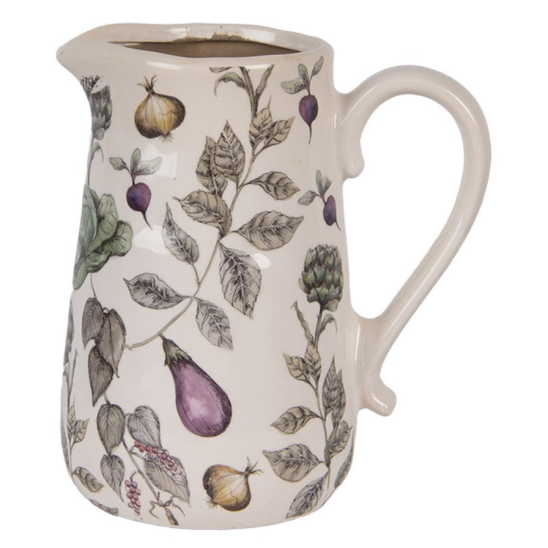 Dekorative Kanne Vase Keramik Bauerngarten Gemüse Bunt Craquelé 21x15x23 cm von Clayre & Eef (6CETKG0002L)