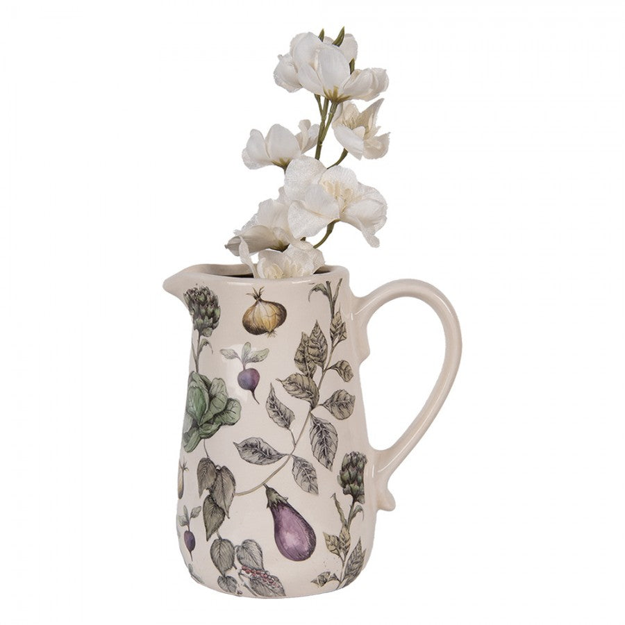 Dekorative Kanne Vase Keramik Bauerngarten Gemüse Bunt Craquelé 16x12x18 cm von Clayre & Eef (6CETKG0002M)