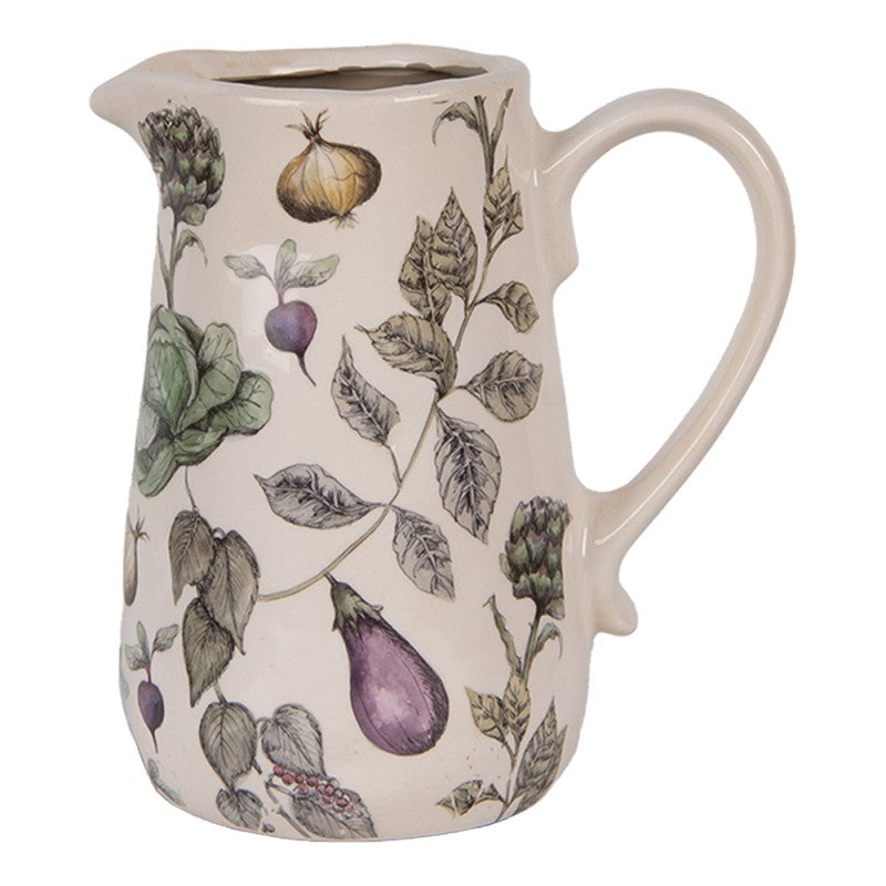 Dekorative Kanne Vase Keramik Bauerngarten Gemüse Bunt Craquelé 16x12x18 cm von Clayre & Eef (6CETKG0002M)