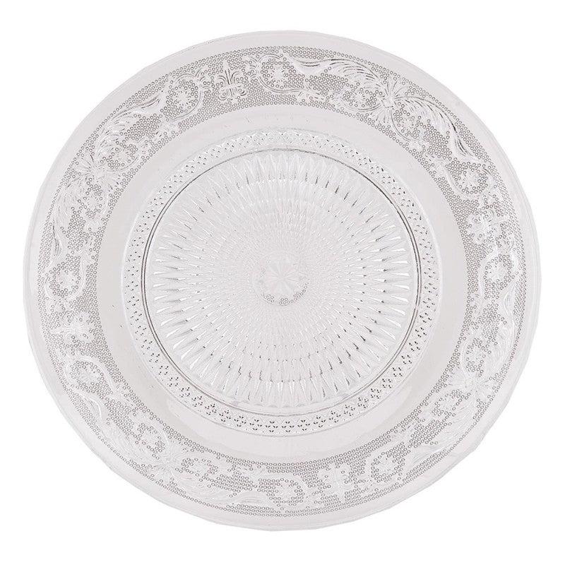 Glasteller Spitzenrelief Klarglas Ø 23 cm Kuchenteller Frühstücksteller von Clayre & Eef (6GL0223)