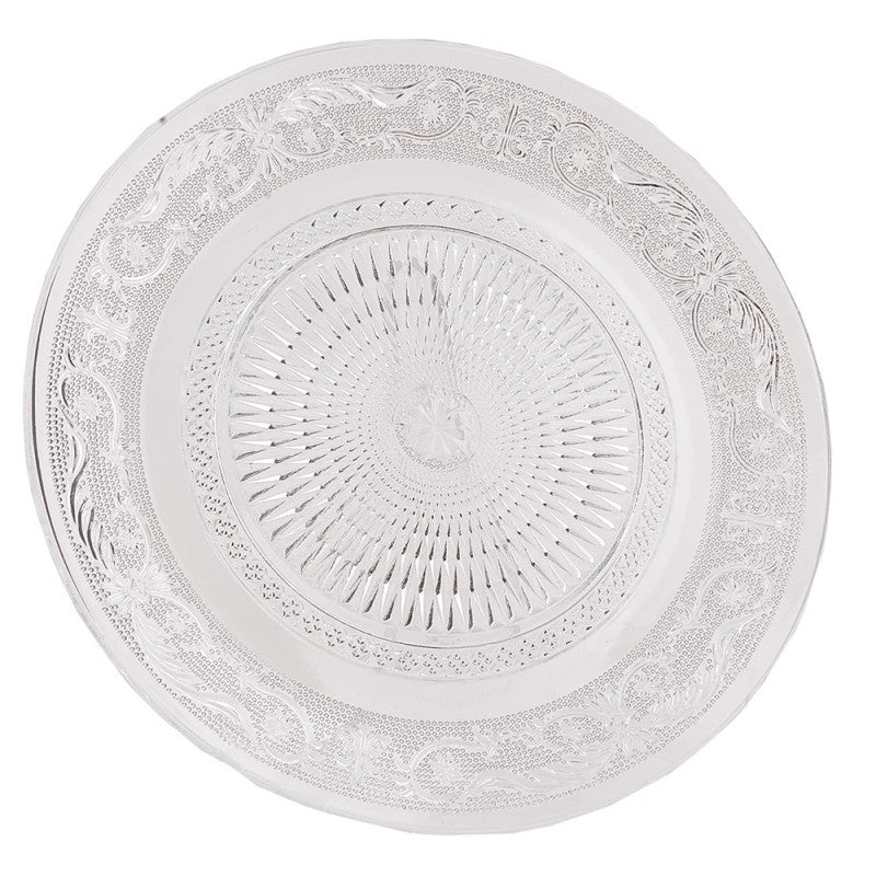 Glasteller Spitzenrelief Klarglas Ø 25 cm Speiseteller Kuchenteller von Clayre & Eef (6GL0224)
