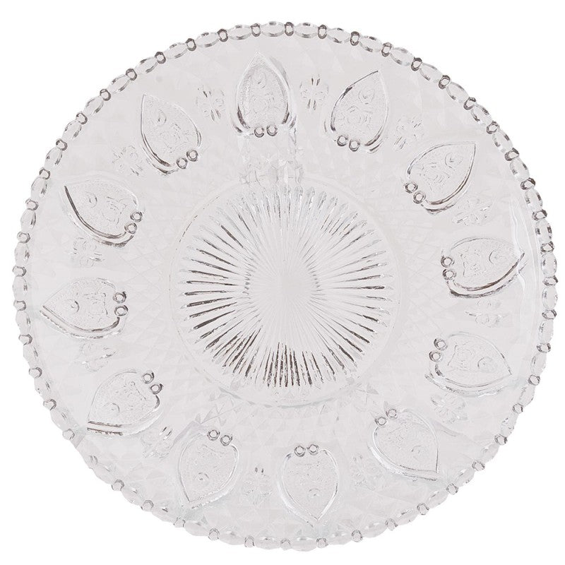 Glasteller Tropfen-Relief Klarglas Ø 20 cm Frühstücksteller Kuchenteller von Clayre & Eef (6GL0225)