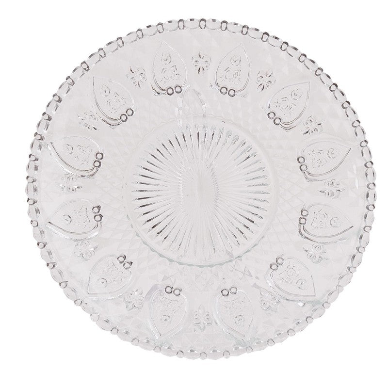 Glasteller Tropfen-Relief Klarglas Ø 22 cm Speiseteller Kuchenteller von Clayre & Eef (6GL0226)