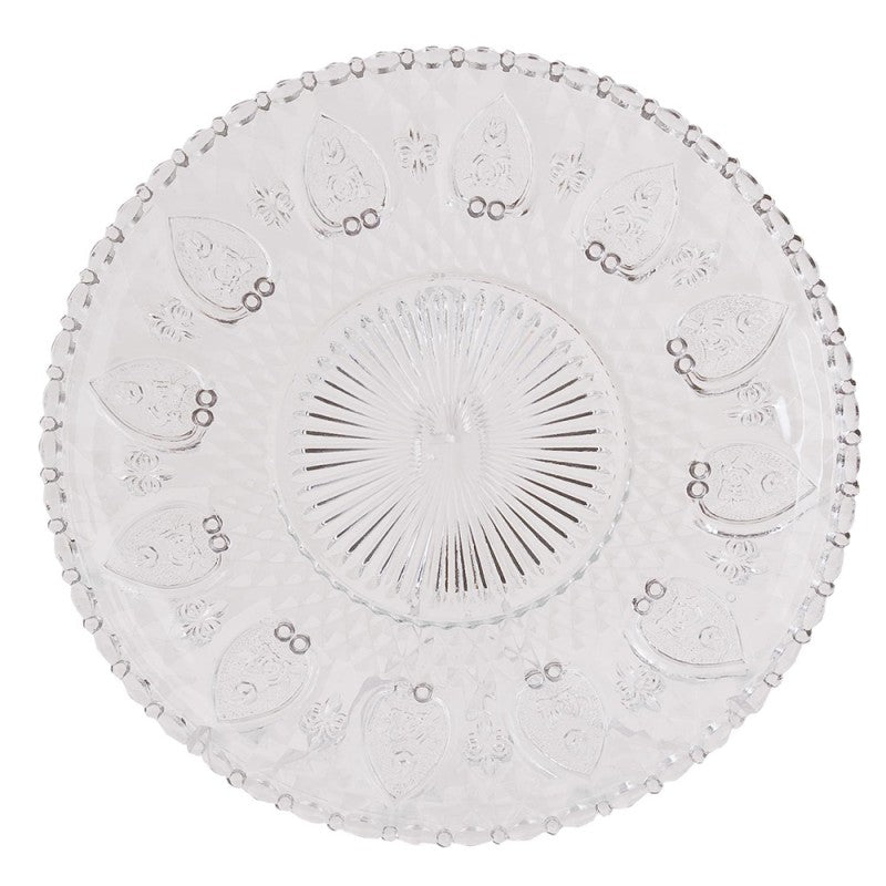 Glasteller Tropfen-Relief Klarglas Ø 25 cm Speiseteller Kuchenteller von Clayre & Eef (6GL0227)