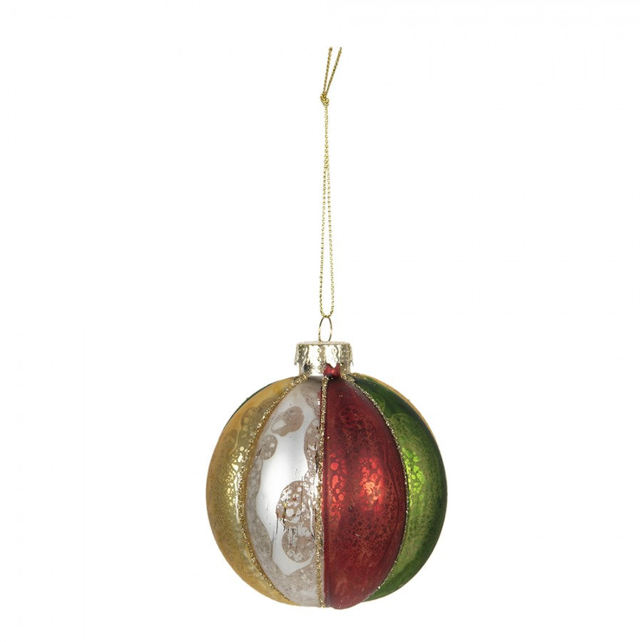 Clayre & Eef Christbaumkugeln 4er-Set aus Glas in rot-grün-silber-gold , Ø 8x8 cm (6GL2736)