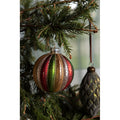Clayre & Eef Christbaumkugeln 4er-Set aus Glas in Rot-Grün- Antikgold geriffelt, Ø 8x8 cm (6GL2737)