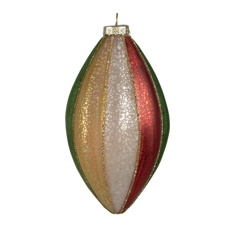 Clayre & Eef Christbaumanhänger „Zapfen“ aus Glas in Rot-Grün, Ø 8x15 cm (6GL4340)