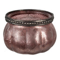 Clayre & Eef Teelichthalter Bauchig Mauve Eisblumen Antiksilber Perlenrand Ø 9x6 cm (6GL4380)