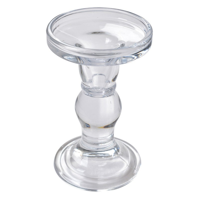 Glas-Kerzenständer 2-in-1 Klarglas Ø 8x14 cm für Stab- & Stumpenkerzen von Clayre & Eef (6GL4403)