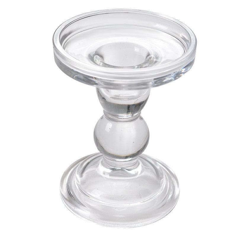 Glas-Kerzenständer 2-in-1 Klarglas Ø 9x11 cm für Stab- & Stumpenkerzen von Clayre & Eef (6GL4425)