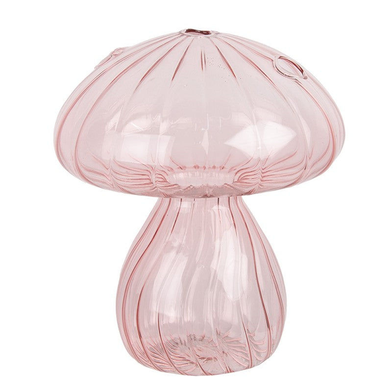 Glas-Dekofigur Pilz gerillt Rosé-Rosa Ø 13x15 cm Farbglas von Clayre & Eef (6GL4474)