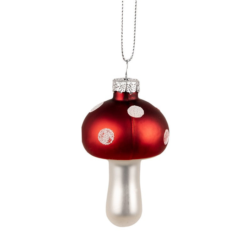 Clayre & Eef Christbaumschmuck „Glückspilz“ aus Glas in Rot-Weiß, Ø 4x7 cm (6GL4477)