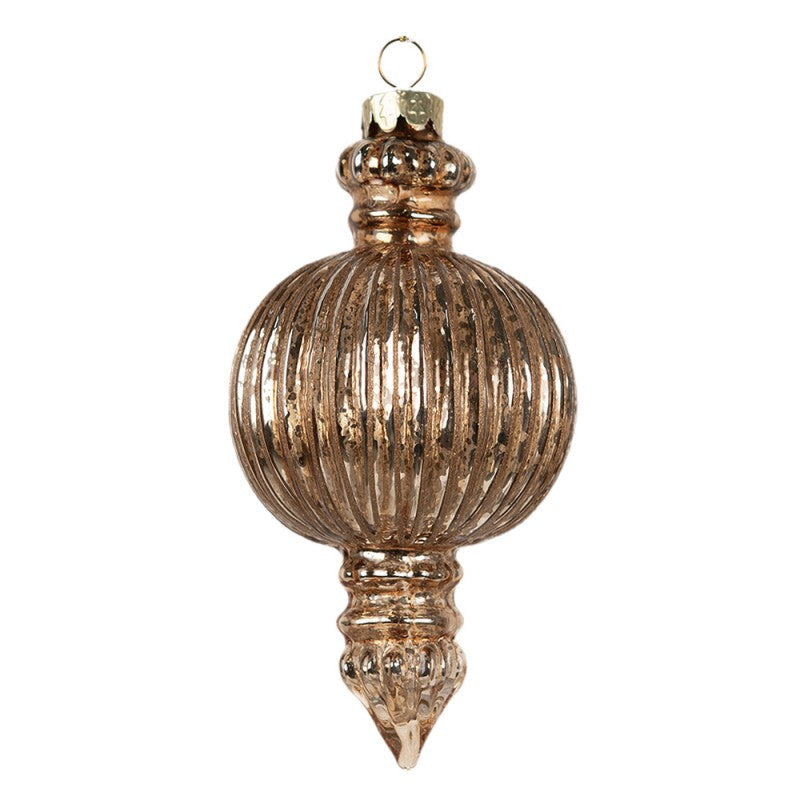 Clayre & Eef Christbaumanhänger „Tropfen“ aus Glas in Kupferfarben, Ø 7x14 cm (6GL4623)