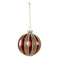Clayre & Eef Christbaumkugel aus Glas in Rot-Goldfarben reliefiert, Ø 8x8 cm (6GL4626)