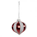 Clayre & Eef Christbaumkugel aus Glas in Rot-Weiß gemustert, Ø 8x8 cm (6GL4628)