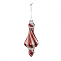 Clayre & Eef Christbaumanhänger „Zapfen Grand“ aus Glas in Rot-Weiß, Ø 7x18 cm (6GL4634)