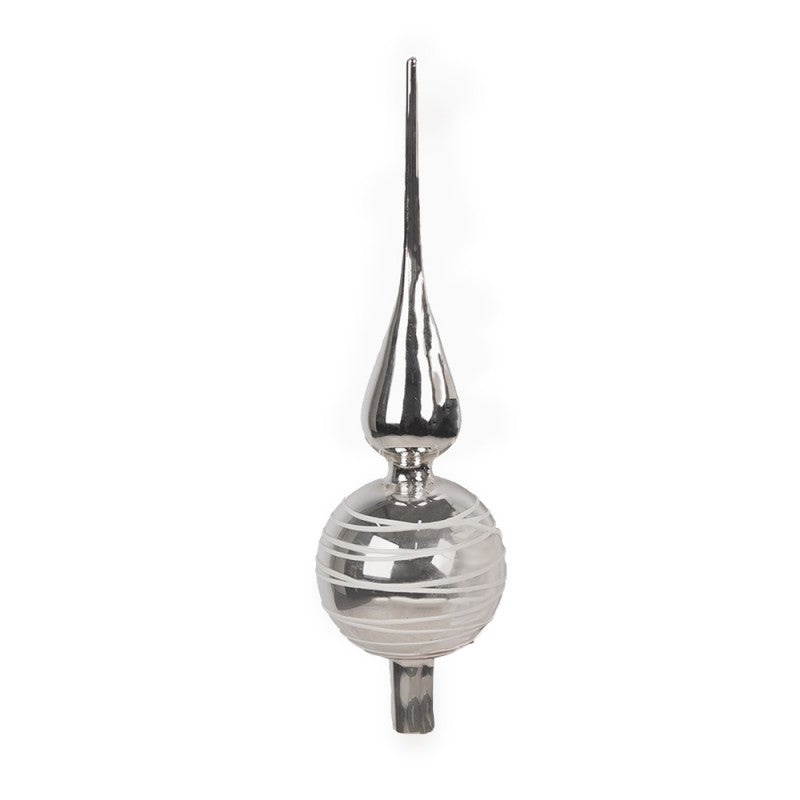 Glas-Christbaumspitze Weihnachtsbaumspitze Kugel Silber Weiß Ø 8x31 cm von Clayre & Eef (6GL4651)