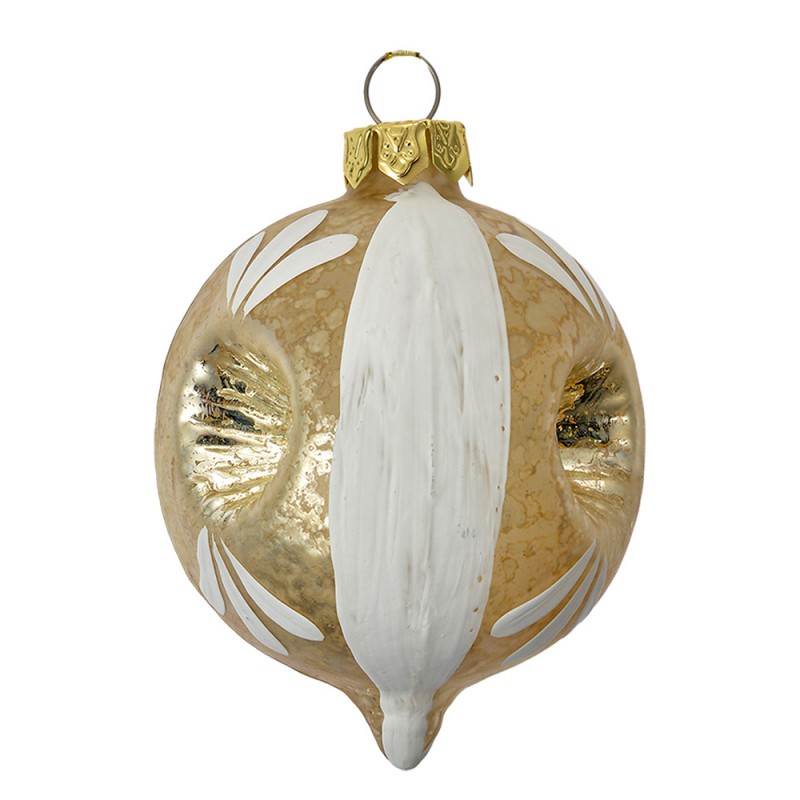 Clayre & Eef Christbaumkugel „Cosy Christmas“ aus Glas in Grau-Weiß, Ø 5x7 cm (6GL4708)