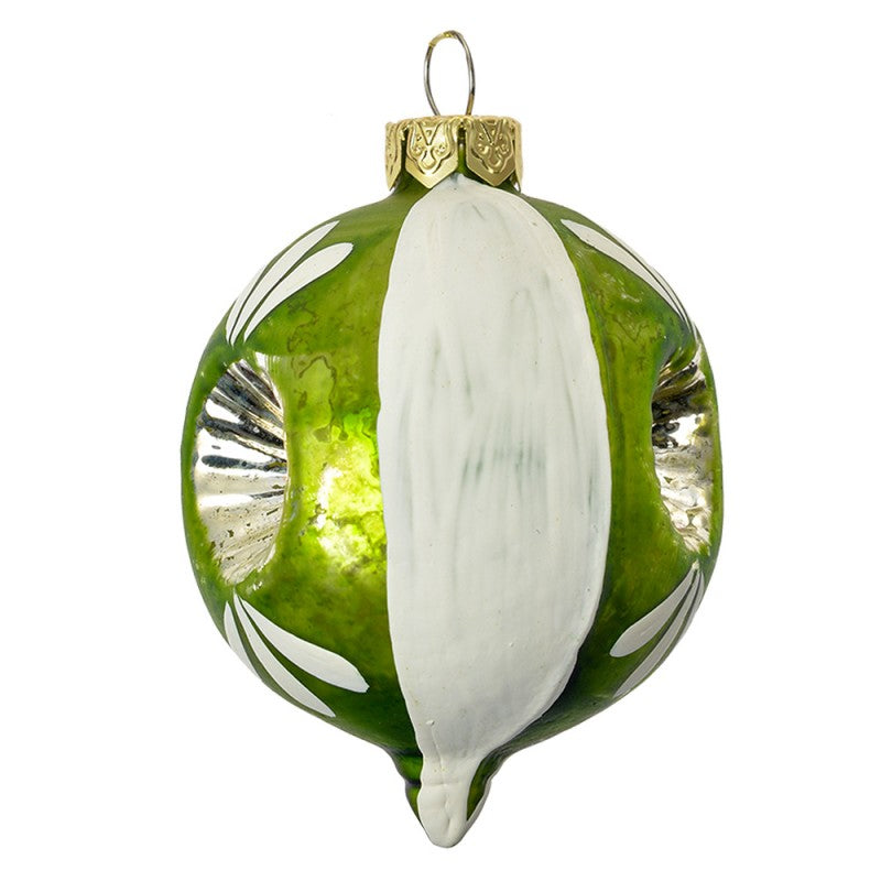 Clayre & Eef Christbaumkugel „Cosy Christmas“ aus Glas in Grün-Weiß, Ø 5x7 cm (6GL4709)