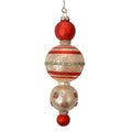 Weihnachtsanhänger Kaskadenspindel Bauernsilber mit Streifen und Tupfen Glas Rot Silber Ø 6x17 cm von Clayre & Eef (6GL4712)