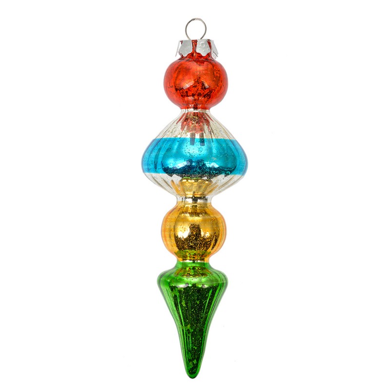 Weihnachtsanhänger Spindel Kaskade gerillt Glas Mehrfarbig Bunt Ø 5x16 cm von Clayre & Eef (6GL4713)
