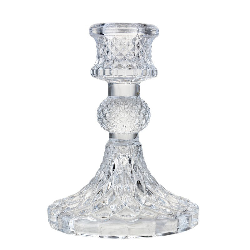 Glas-Kerzenständer gerillt Rauchglas/Farbe Ø 8x11 cm für Stabkerzen von Clayre & Eef (6GL4908)
