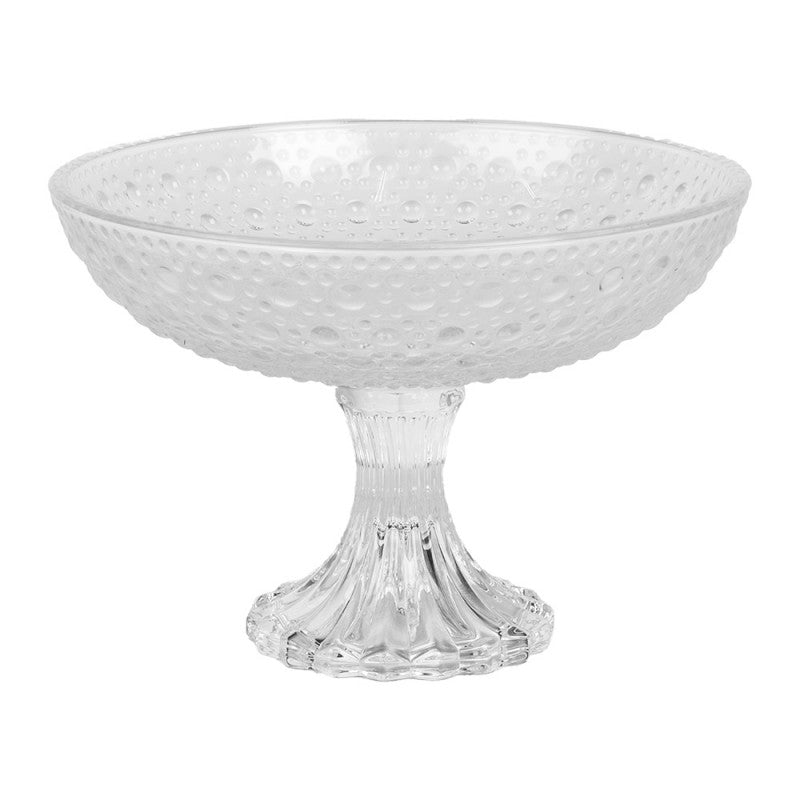 Glas-Fußschale Perlen-Relief Klarglas Ø 20x14 cm Kuchenteller Dessertschale von Clayre & Eef (6GL5014)