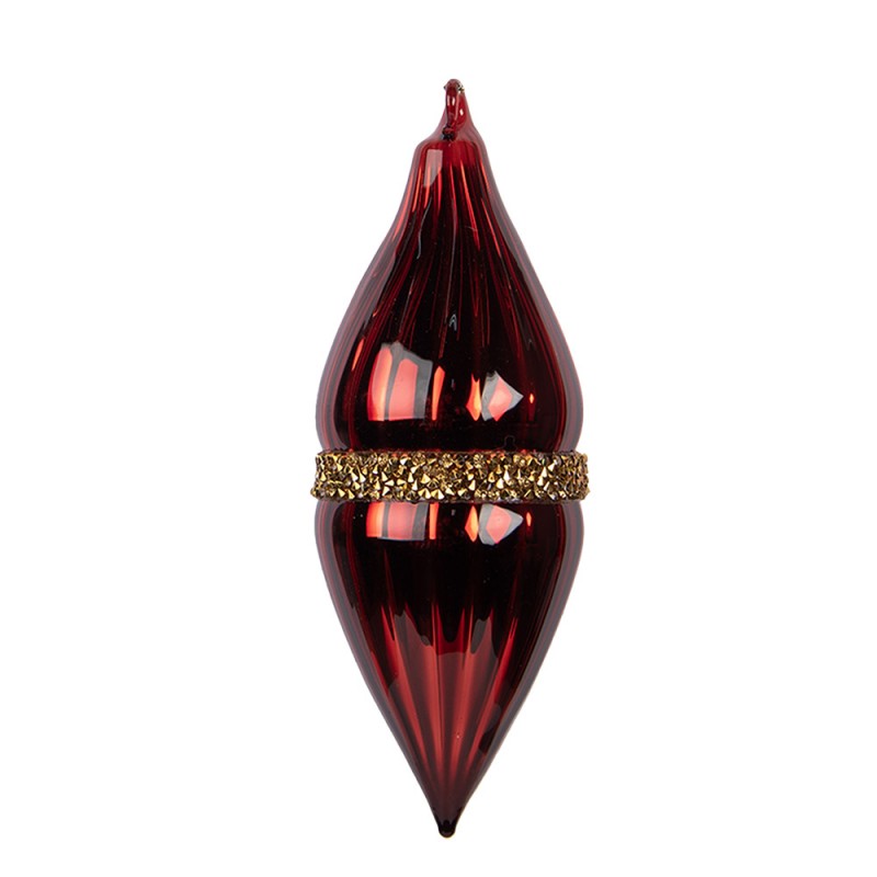 Clayre & Eef Christbaumanhänger „Eiszapfen“ aus Glas in Rot-Goldfarben, Ø 6x17 cm (6GL5095)