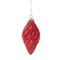 Clayre & Eef Christbaumanhänger „Tropfen“ aus Glas in Rot-Goldfarben, Ø 7x13 cm (6GL5099)