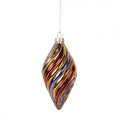 Clayre & Eef Christbaumanhänger „Zapfen Pastell“ aus Glas in Rot-Blau-Gold, Ø 6x13 cm (6GL5103)