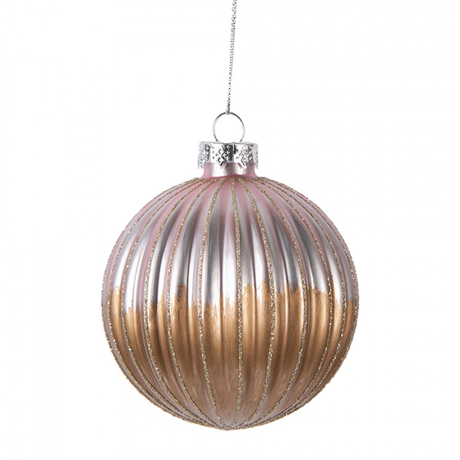 Clayre & Eef Christbaumkugel aus Glas in Braun-Rosa, Ø 8x8 cm (6GL5112)