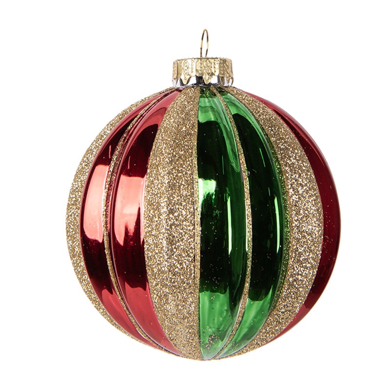 Clayre & Eef Christbaumkugel aus Glas in Grün-Rot, Ø 10x11 cm (6GL5116)
