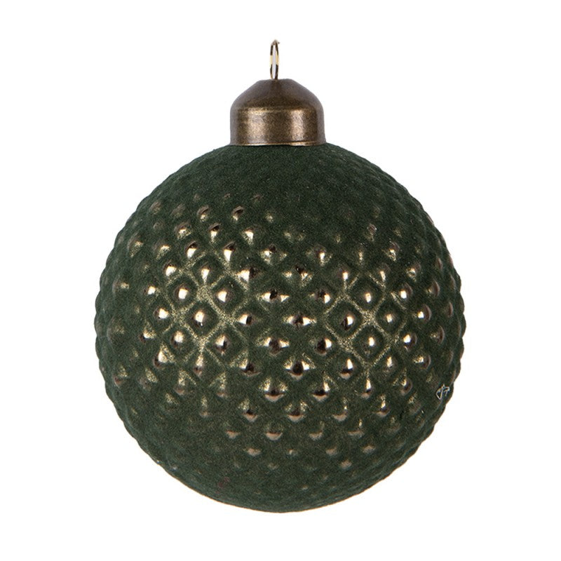 Clayre & Eef Christbaumkugel aus Glas in Smaragdgrün, Ø 8x9 cm (6GL5126)