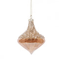 Clayre & Eef Christbaumkugel „Zwiebel“ aus Glas in Beige-Weiß, Ø 8x10 cm (6GL5129)