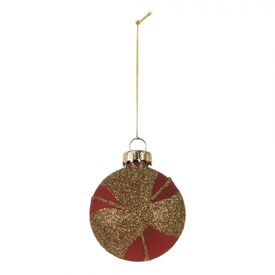 Clayre & Eef Christbaumanhänger aus Glas in Gold-Rot, 6x3x7 cm (6GL5130)
