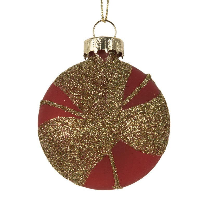 Clayre & Eef Christbaumanhänger aus Glas in Gold-Rot, 6x3x7 cm (6GL5130)