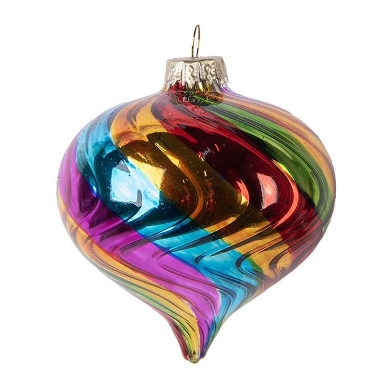 Clayre & Eef Christbaumkugel aus Glas in Mehrfarbig bunt gemustert, Ø 8x8 cm (6GL5133)