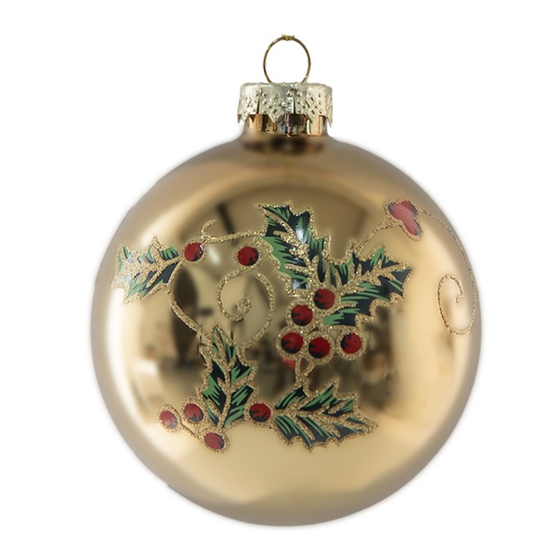 Clayre & Eef Christbaumkugel aus Glas in Gold, Ø 8x8 cm (6GL5134)
